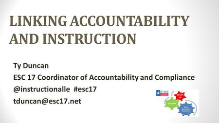 LINKING ACCOUNTABILITY AND INSTRUCTION Ty Duncan ESC 17 Coordinator of Accountability and #esc17