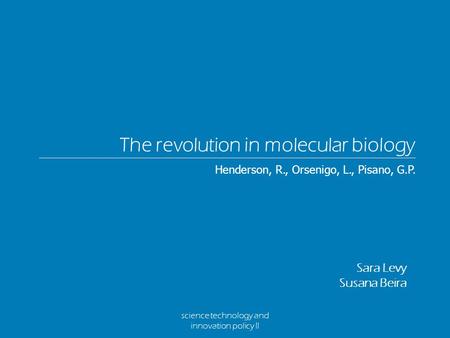 The revolution in molecular biology