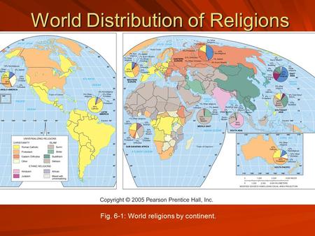 World Distribution of Religions Fig. 6-1: World religions by continent.
