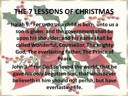 THE 7 LESSONS OF CHRISTMAS