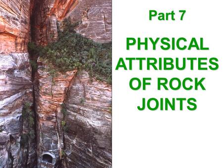 PHYSICAL ATTRIBUTES OF ROCK JOINTS