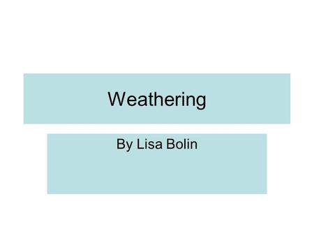 Weathering By Lisa Bolin.