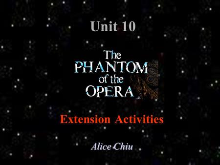 Unit 10 Extension Activities Alice Chiu Main Menu Activity One: Role Plays Role Plays Activity Two: More about the Pattern “Inversion” More about the.