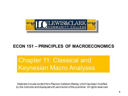 Chapter 10 End of  Chapter 10 ECON 151 – PRINCIPLES OF MACROECONOMICS
