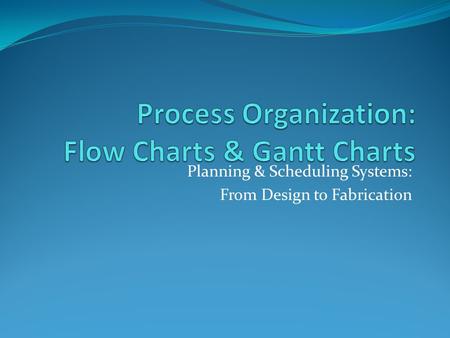 Planning & Scheduling Systems: From Design to Fabrication.
