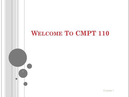 Welcome To CMPT 110 Chapter 1.