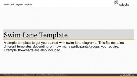 Swim Lane Diagram Template www.tools4dev.org This template by tools4dev is licensed under a Creative Commons Attribution-ShareAlike 3.0 Unported License.