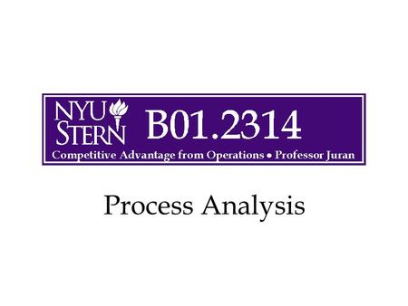 Process Analysis. © The McGraw-Hill Companies, Inc., 2004 Operations -- Prof. Juran2 Outline Process Analysis Defined Key Terms and Metrics Process Flowcharting.