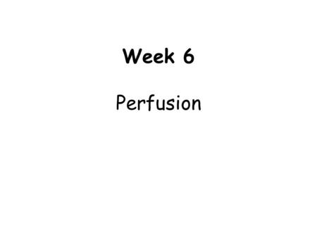 Week 6 Perfusion.