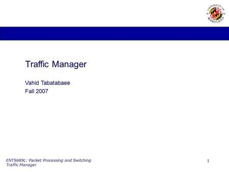 Traffic Manager Vahid Tabatabaee Fall 2007.
