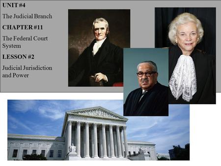 UNIT #4 The Judicial Branch CHAPTER #11 The Federal Court System