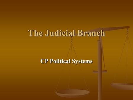 The Judicial Branch CP Political Systems.