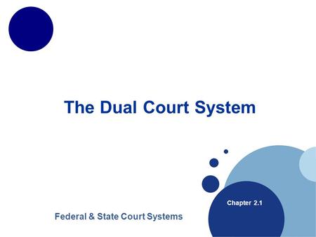 The Dual Court System Chapter 2.1 Federal & State Court Systems.