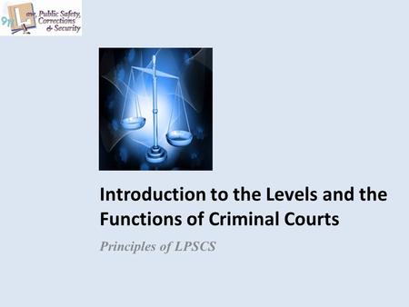 Introduction to the Levels and the Functions of Criminal Courts
