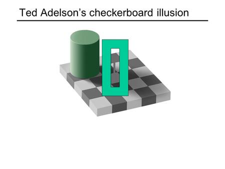 Ted Adelson’s checkerboard illusion. Motion illusion, rotating snakes.