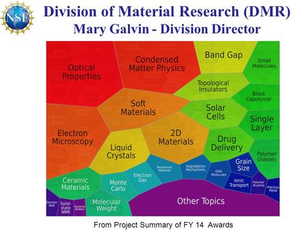 Division of Material Research (DMR) Mary Galvin - Division Director From Project Summary of FY 14 Awards.