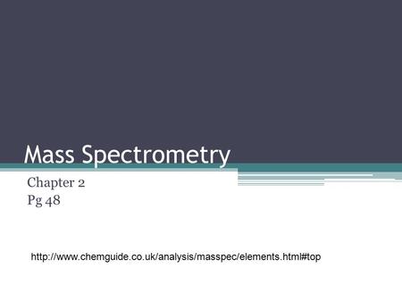 Mass Spectrometry Chapter 2 Pg 48
