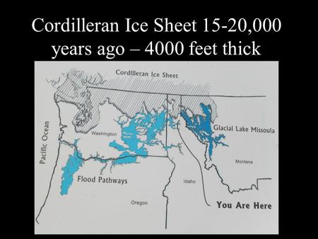 Cordilleran Ice Sheet 15-20,000 years ago – 4000 feet thick.