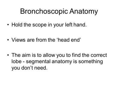 Bronchoscopic Anatomy