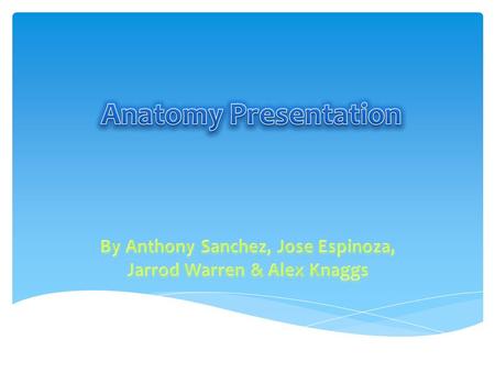 By Anthony Sanchez, Jose Espinoza, Jarrod Warren & Alex Knaggs