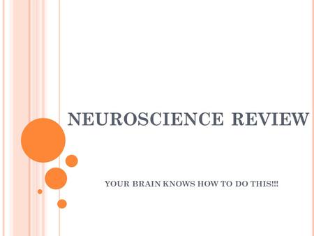 NEUROSCIENCE REVIEW YOUR BRAIN KNOWS HOW TO DO THIS!!!