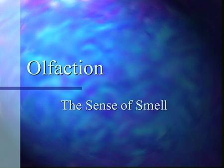 Olfaction The Sense of Smell.