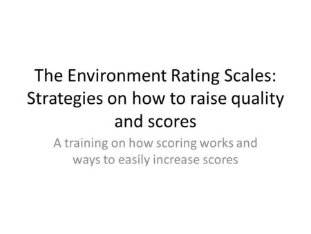 A training on how scoring works and ways to easily increase scores