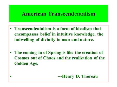 American Transcendentalism