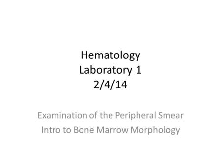 Hematology Laboratory 1 2/4/14