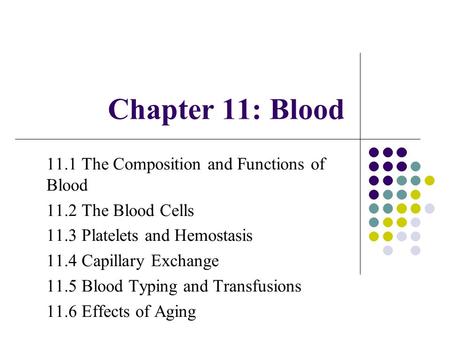 Chapter 11: Blood 11.1 The Composition and Functions of Blood