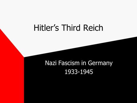 Hitler’s Third Reich Nazi Fascism in Germany 1933-1945.