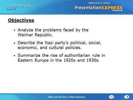 Objectives Analyze the problems faced by the Weimar Republic.