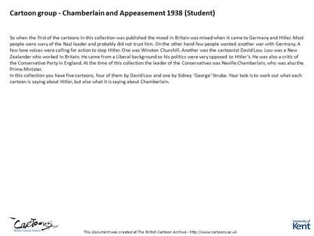 Cartoon group - Chamberlain and Appeasement 1938 (Student)