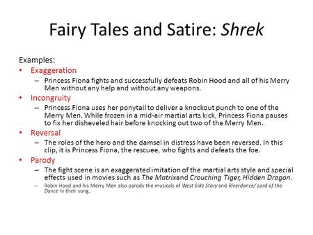 Fairy Tales and Satire: Shrek