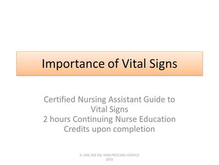 Importance of Vital Signs