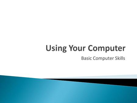 Using Your Computer Basic Computer Skills.