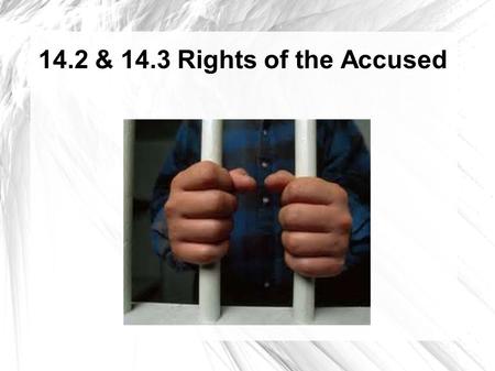 14.2 & 14.3 Rights of the Accused. When the government accuses someone of a crime...  They still have rights!  Innocent until proven guilty.