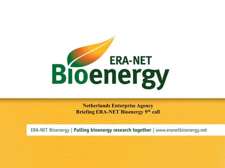 Netherlands Enterprise Agency Briefing ERA-NET Bioenergy 9 th call.