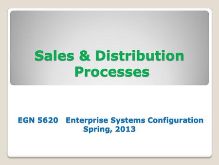 Sales & Distribution Process