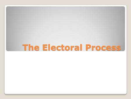 The Electoral Process. Reading Today’s Reading When it is your turn to read, stand up. Make sure no one else is talking. Read loudly and clearly so the.
