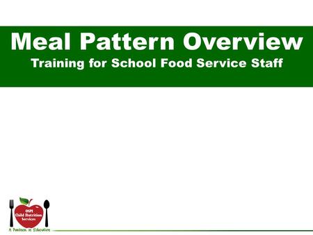 Training for School Food Service Staff