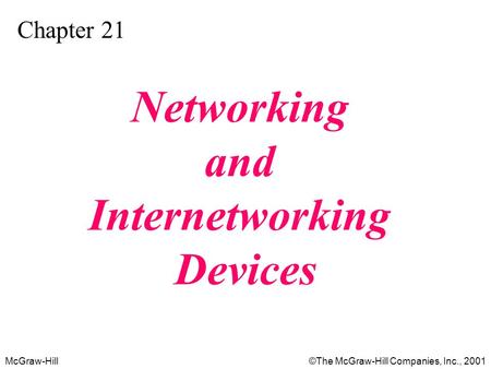 McGraw-Hill©The McGraw-Hill Companies, Inc., 2001 Chapter 21 Networking and Internetworking Devices.