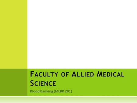 Faculty of Allied Medical Science