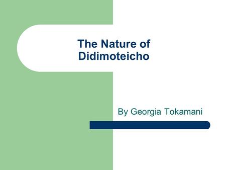 The Nature of Didimoteicho By Georgia Tokamani. Winter time… Didimoteicho is a flat area which is surrounded by small hills! This period of year trees.