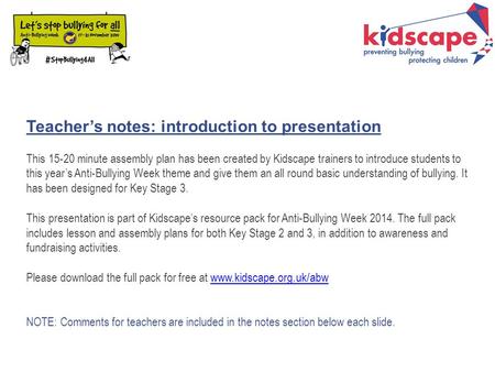 Teacher’s notes: introduction to presentation