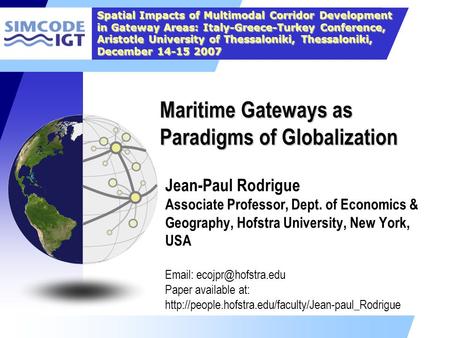 Maritime Gateways as Paradigms of Globalization