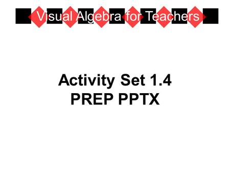 Activity Set 1.4 PREP PPTX Visual Algebra for Teachers.