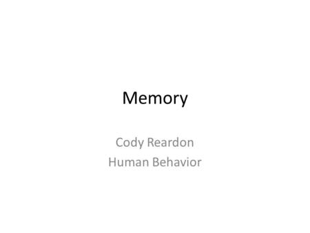 Cody Reardon Human Behavior