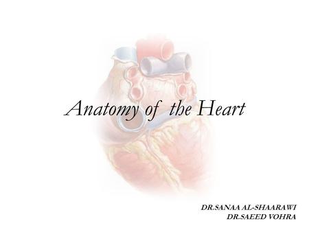 Anatomy of the Heart DR.SANAA AL-SHAARAWI DR.SAEED VOHRA.