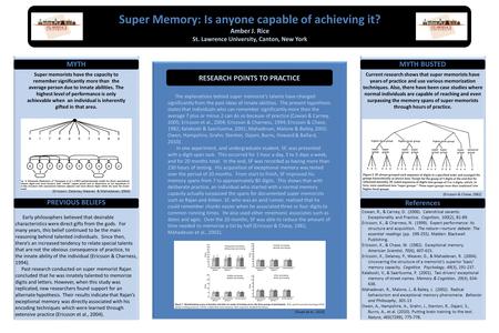 Super Memory: Is anyone capable of achieving it? Amber J. Rice St. Lawrence University, Canton, New York Super Memory: Is anyone capable of achieving it?